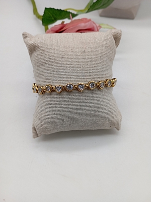 Βραχιόλι ατσάλινο ασημί με καρδούλες 9992 Gold