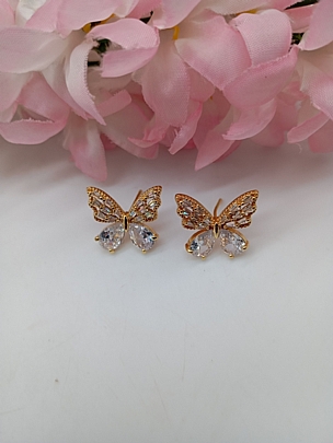 Σκουλαρίκια ατσάλινα καρφωτά πεταλούδες 59259 Gold