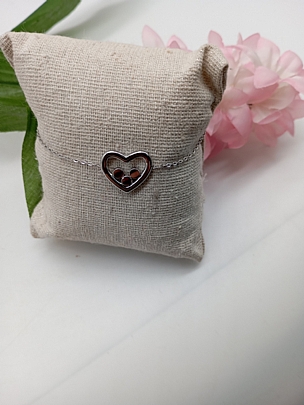 Βραχιόλι ατσάλινο καρδούλα με στρασάκια 6277 Silver