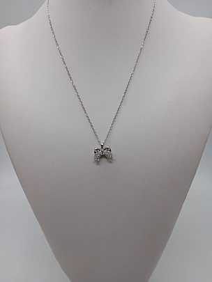 Προϊόν: Κολιέ ατσάλινο ασημί Φιόγκος και λαμπερές πέτρες 0715 Silver Κολιέ ατσάλινο ασημί Φιόγκος και λαμπερές πέτρες 0715 Silver