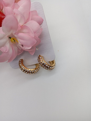 Σκουλαρίκια ατσάλινα καρφωτά κρίκος με στρασάκια 1092 Gold<br /><br />