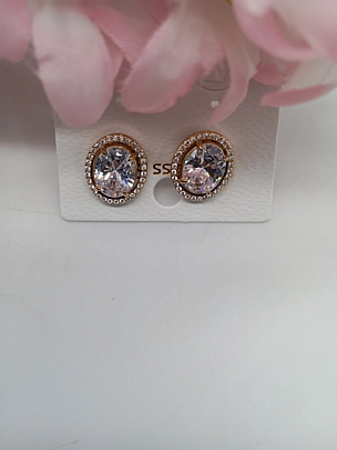 Σκουλαρίκια καρφωτά στρόγγυλα με αστραφτερή πέτρα και στρασάκια 4718 Gold