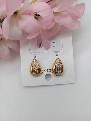 Σκουλαρίκια καρφωτά σταγόνα με στρασάκια 58236 GOLD