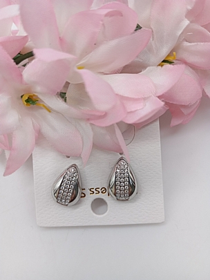 Σκουλαρίκια καρφωτά σταγόνα με στρασάκια 58236 Silver