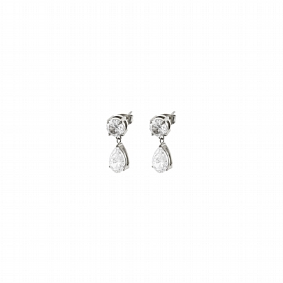 Loisir Σκουλαρίκια Happy Hearts ατσάλινα με στρογγυλό και δάκρυ ζιργκόν