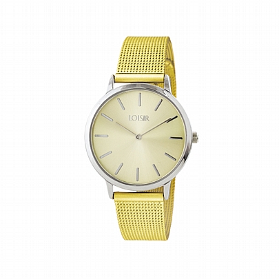 Loisir Ρολόι Society με επίχρυσο ατσάλινο mesh band και χρυσό καντράν