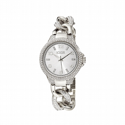 Loisir Ρολόι California με ασημί μεταλλικό μπρασελέ με κρύσταλλα και ασημί καντράν
