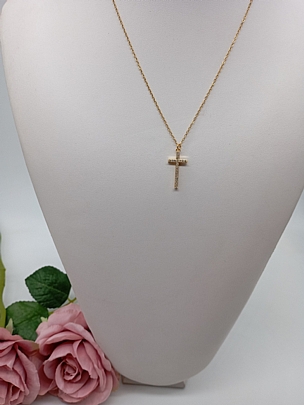 Κολιέ ατσάλινο χρυσός διακριτικός Σταυρός 9173 Gold