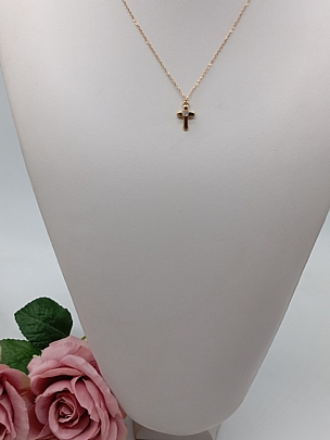 Κολιέ ατσάλινο Χρυσός Σταυρός με στρασάκι 9843 Gold
