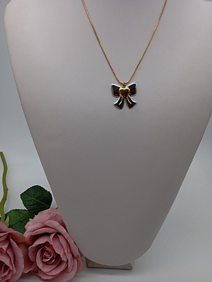 Κολιέ ατσάλινο Φιόγκος με χρυσή καρδιά 34567 Gold