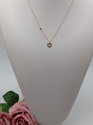 Κολιέ ατσάλινο Ματάκι σε καρδούλα 7391 Gold