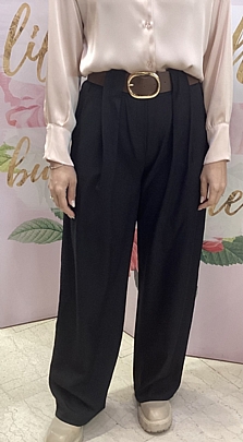 Γυναικεία Παντελόνα με λάστιχο και ζωνή YS 90444 Black