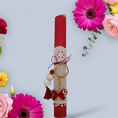 Προϊόν: Λαμπάδα κυλινδρική με κόκκινή πεταλούδα LA1201 Κόκκινη Λαμπάδα κυλινδρική με κόκκινή πεταλούδα LA1201 Κόκκινη