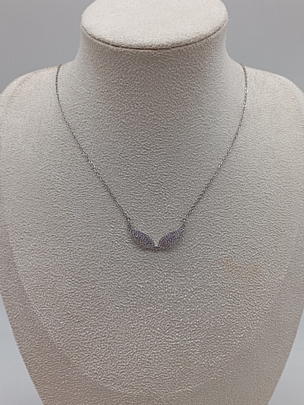 Κολιέ ατσάλινο ασημί φτερά αγγέλου 1200 Silver