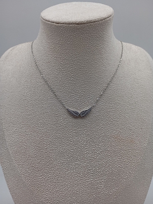 Κολιέ ατσάλινο ασημί φτερά αγγέλου 1201 Silver