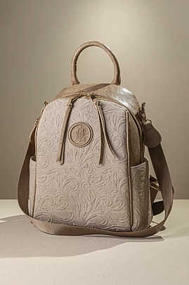 Fragola Γυναικεία Τσάντα Πολυμορφικό backpack με art logo FE246-dark-beige-art