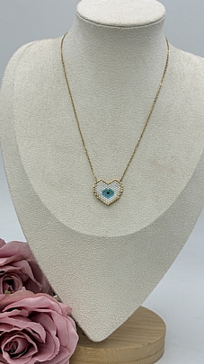 Προϊόν: Κολιέ ατσάλινο Ματάκι καρδούλα απο Χάντρες 1214 White Κολιέ ατσάλινο Ματάκι καρδούλα απο Χάντρες 1214 White