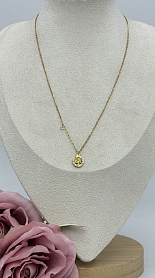 Κολιέ ατσάλινο δέντρο της ζωής με στρασάκια 1218 Gold