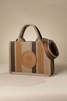 Fragola Τετράγωνη τσάντα από καραβόπανο με ιμάντα TEX-B107-camel-lines