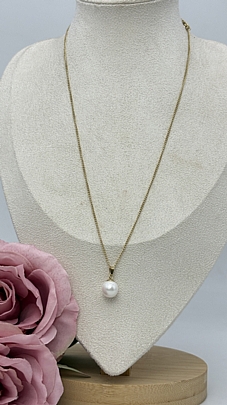 Κολιέ ατσάλινο με πέρλα 1234 Gold