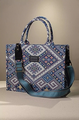 Fragola Μεγάλη υφασμάτινη Tote Bag TEX-B115-blue-traditional