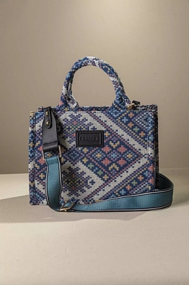 Fragola Μεσαία υφασμάτινη Tote Bag TEX-B114-blue-traditional
