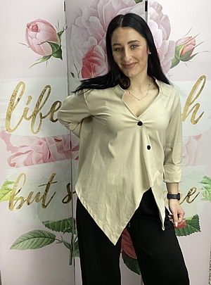 Πουκάμισο ασύμμετρο 04911 BEIGE