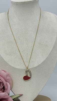 Προϊόν: Κολιέ ατσάλινο καρδιά μισή κοκκινη μισή στρας 1245 Gold Κολιέ ατσάλινο καρδιά μισή κοκκινη μισή στρας 1245 Gold