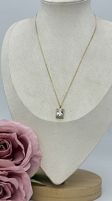 Κολιέ ατσάλινο σε σχημα τετράγωνο με εντυπωσιακό στρας 1246 Gold