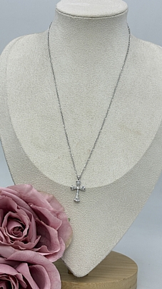 Προϊόν: Κολιέ ατσάλινο Σταυρός με στρας 1233 Silver Κολιέ ατσάλινο Σταυρός με στρας 1233 Silver