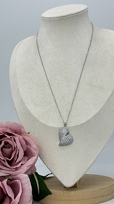 Προϊόν: Κολιέ ατσάλινο καρδιά στρας 1240 Silver Κολιέ ατσάλινο καρδιά στρας 1240 Silver