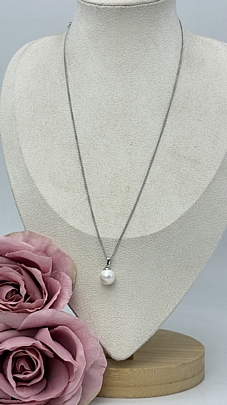 Προϊόν: Κολιέ ατσάλινο με πέρλα 1234 Silver Κολιέ ατσάλινο με πέρλα 1234 Silver