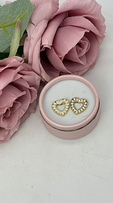 Σκουλαρίκια καρφωτά καρδούλες με στρας 1101 Gold