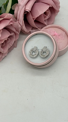 Σκουλαρίκια καρφωτά στρόγγυλα με στρας 1102 Silver