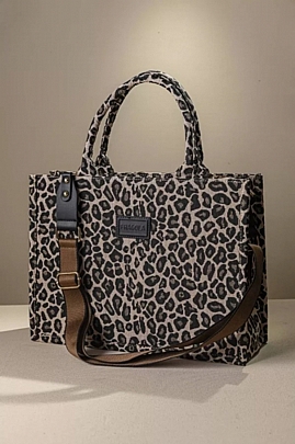 Fragola Μεγάλη υφασμάτινη Tote Bag TEX-B115-beige-leopard