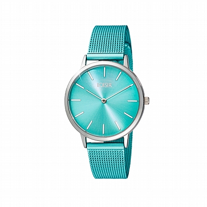 Loisir Ρολόι Society με τιρκουάζ ατσάλινο mesh band και τιρκουάζ καντράν