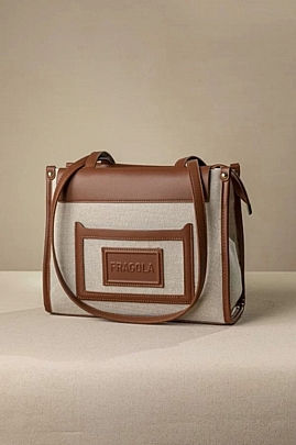 Fragola Τετράγωνη τσάντα ώμου από καραβόπανο T11TEX-B109 Brown