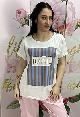 T-shirt iconic 9982 White blue<br />