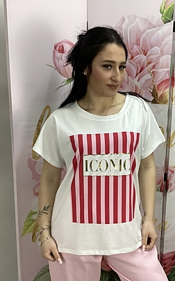 T-shirt iconic 9982 White pink<br />