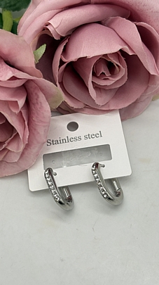 Σκουλαρίκια κρικάκια ασημί με στρας 1117 Silver