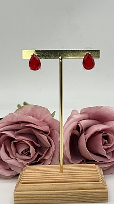 Σκουλαρίκια ατσάλινα χειροποίητα σχέδιο δάκρυ RHS2733 ΚΟΚΚΙΝΟ