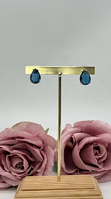 Σκουλαρίκια ατσάλινα χειροποίητα σχέδιο δάκρυ RHS2733 ΜΠΛΕ