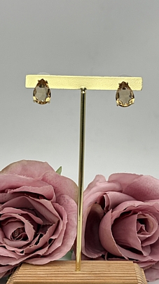 Σκουλαρίκια ατσάλινα χειροποίητα σχέδιο δάκρυ RHS2733 ΚΑΜΕΛ