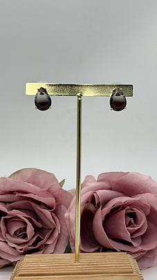 Σκουλαρίκια ατσάλινα χειροποίητα σχέδιο δάκρυ RHS2733 ΚΑΦΕ ΣΚΟΥΡΟ