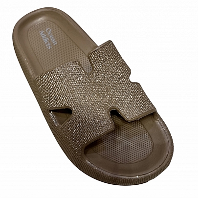 Ocean Addicts Γυναικείες Παντόφλες με Στρας 123153 Brown