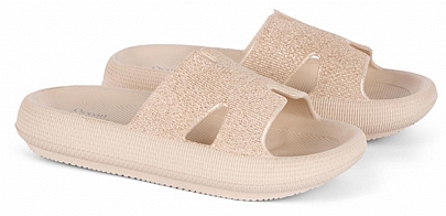 Ocean Addicts Γυναικείες Παντόφλες με Στρας 123153 Beige