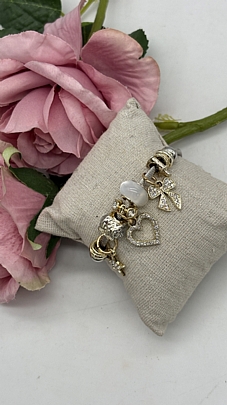 Προϊόν: Βραχιόλι Stainless Steel Charms, αστέρι, φιόγκο, καρδούλα και περλέ χάντρα Βραχιόλι Stainless Steel Charms, αστέρι, φιόγκο, καρδούλα και περλέ χάντρα