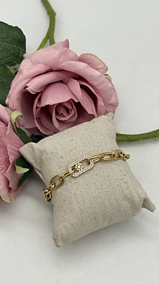 Βραχιόλι ατσάλινο αλυσιδά με στρας 36933 Gold