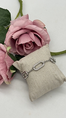 Βραχιόλι ατσάλινο αλυσιδά με στρας 36932 Silver