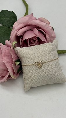 Βραχιόλι ατσάλινο Καρδιά love με στρας 36946 Gold